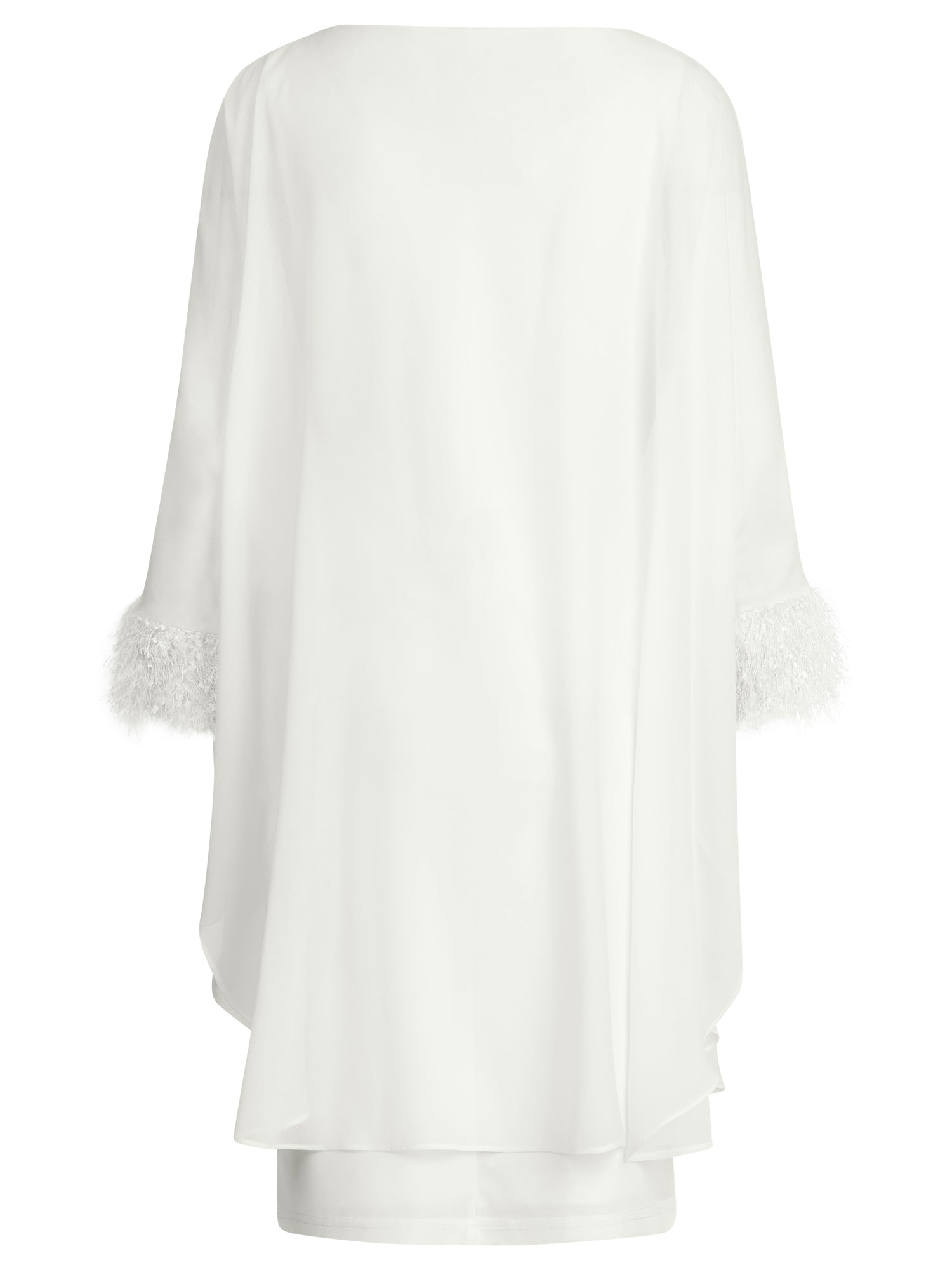 APART Jerseykleid mit asymmetrischem Chiffon-Cape und Fransen | creme