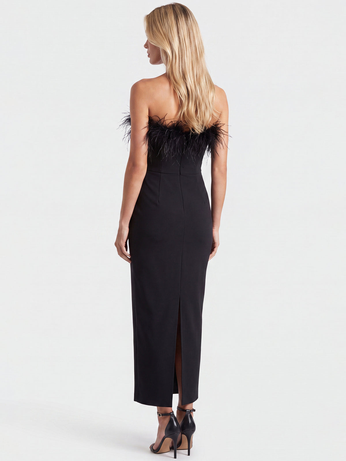 APART Bandeau-Abendkleid mit Federboa | schwarz
