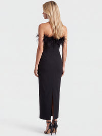 APART Bandeau-Abendkleid mit Federboa | schwarz