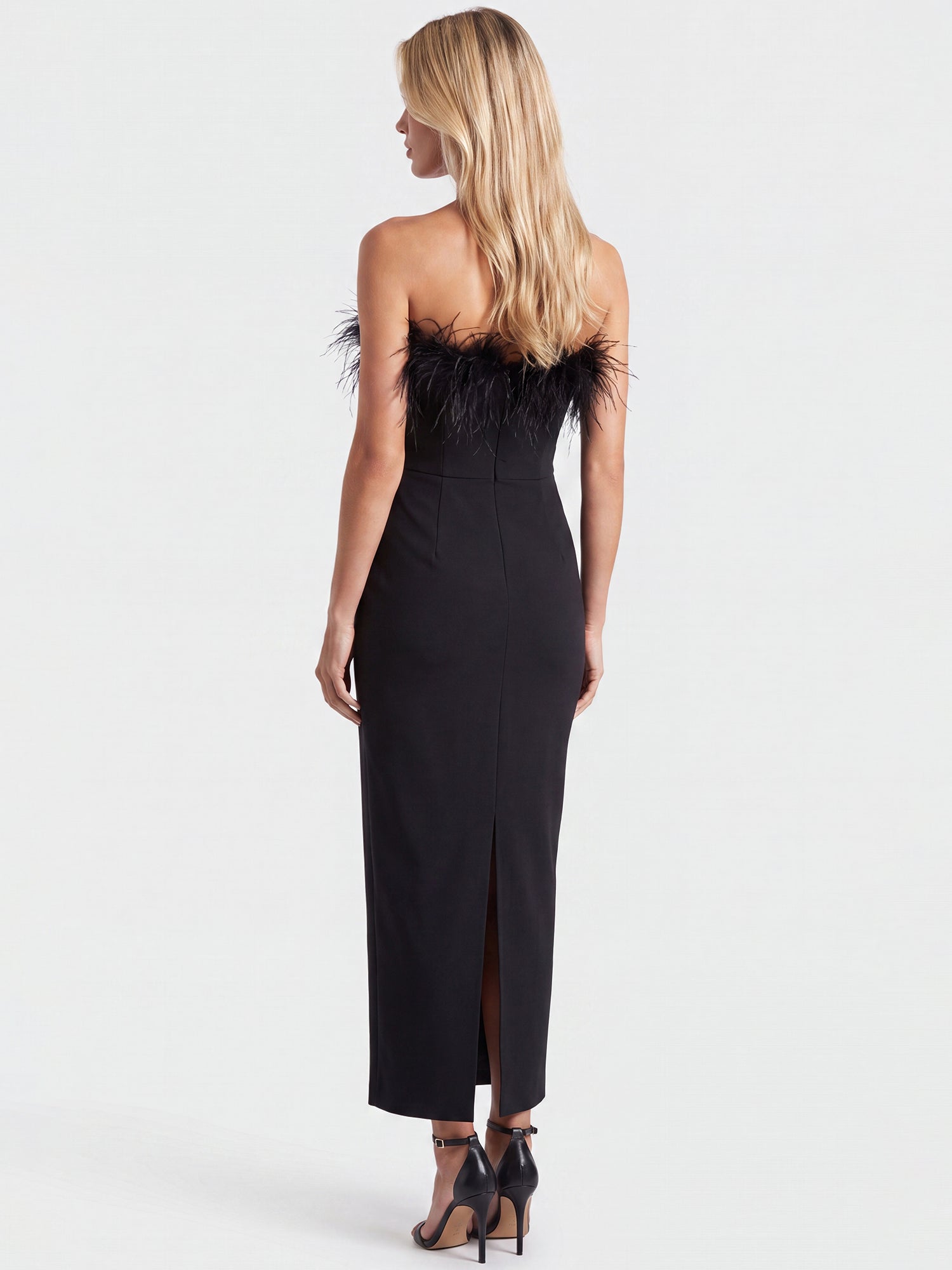 APART Bandeau-Abendkleid mit Federboa | schwarz