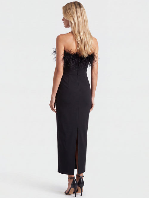 APART Bandeau-Abendkleid mit Federboa | schwarz image 1