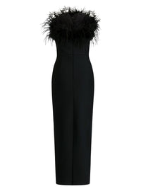 APART Bandeau-Abendkleid mit Federboa | schwarz