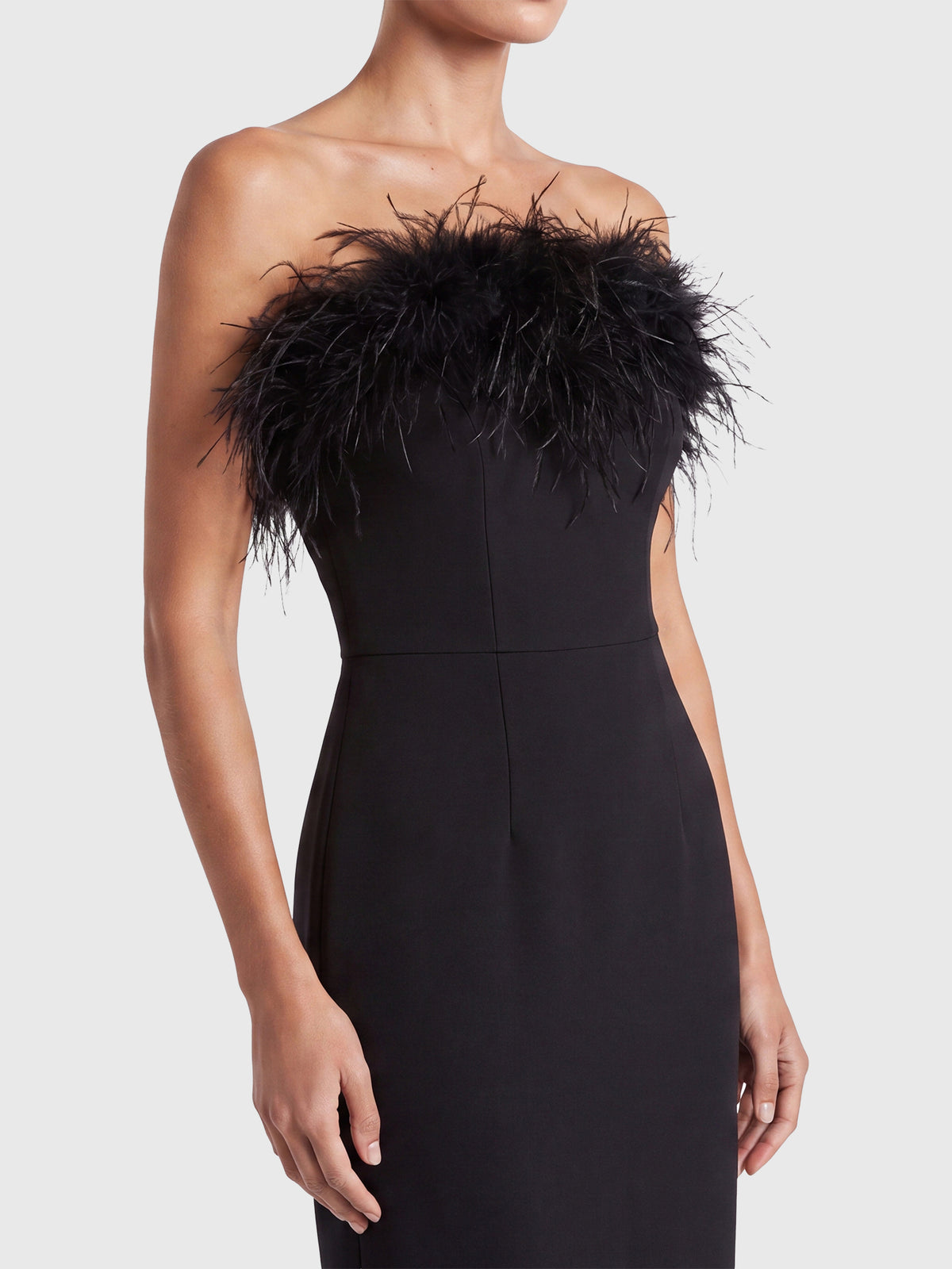 APART Bandeau-Abendkleid mit Federboa | schwarz