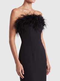 APART Bandeau-Abendkleid mit Federboa | schwarz