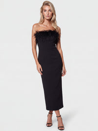 APART Bandeau-Abendkleid mit Federboa | schwarz