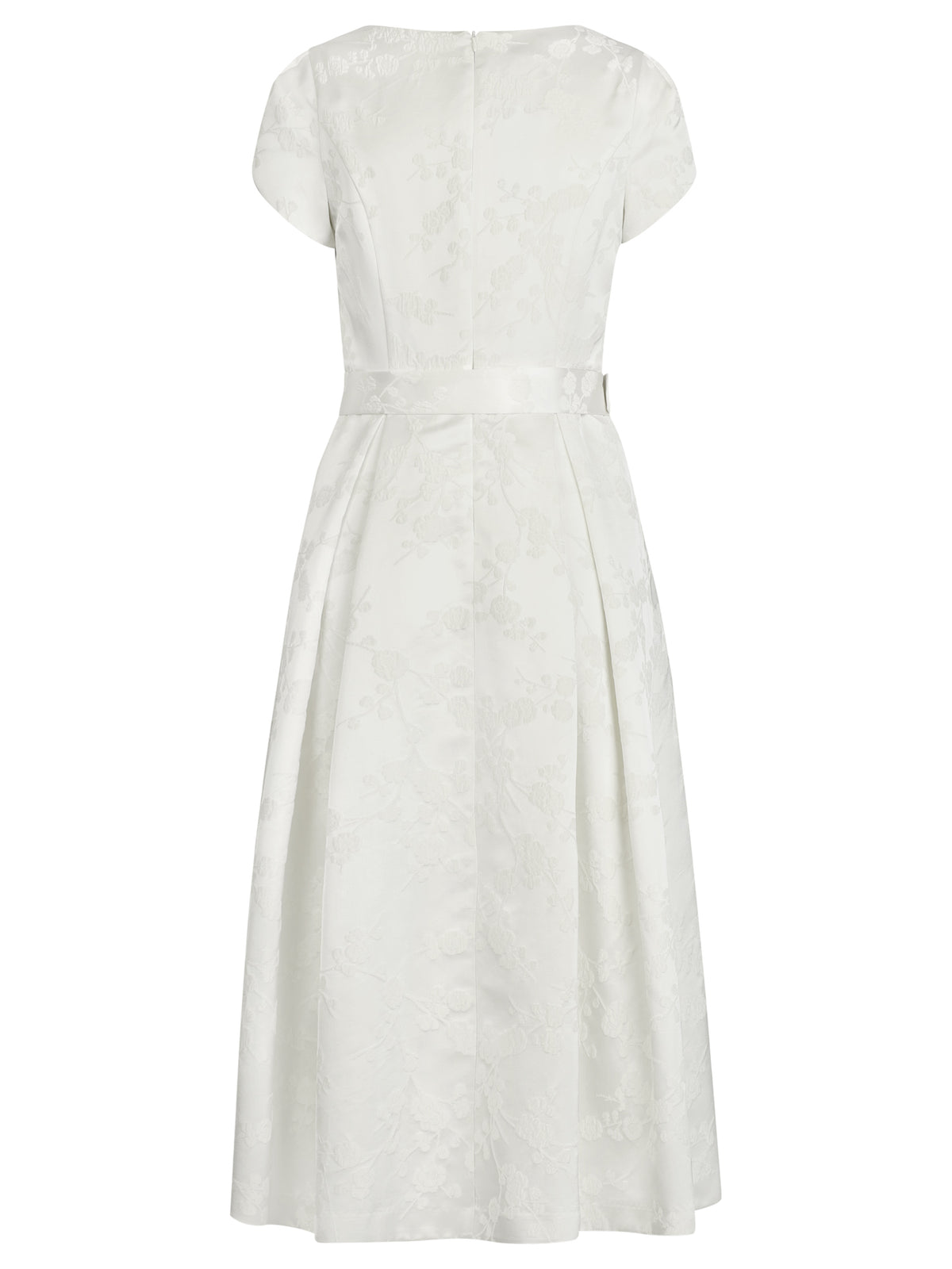 APART Kurzes Hochzeitskleid aus Jacquard mit Gürtel | creme
