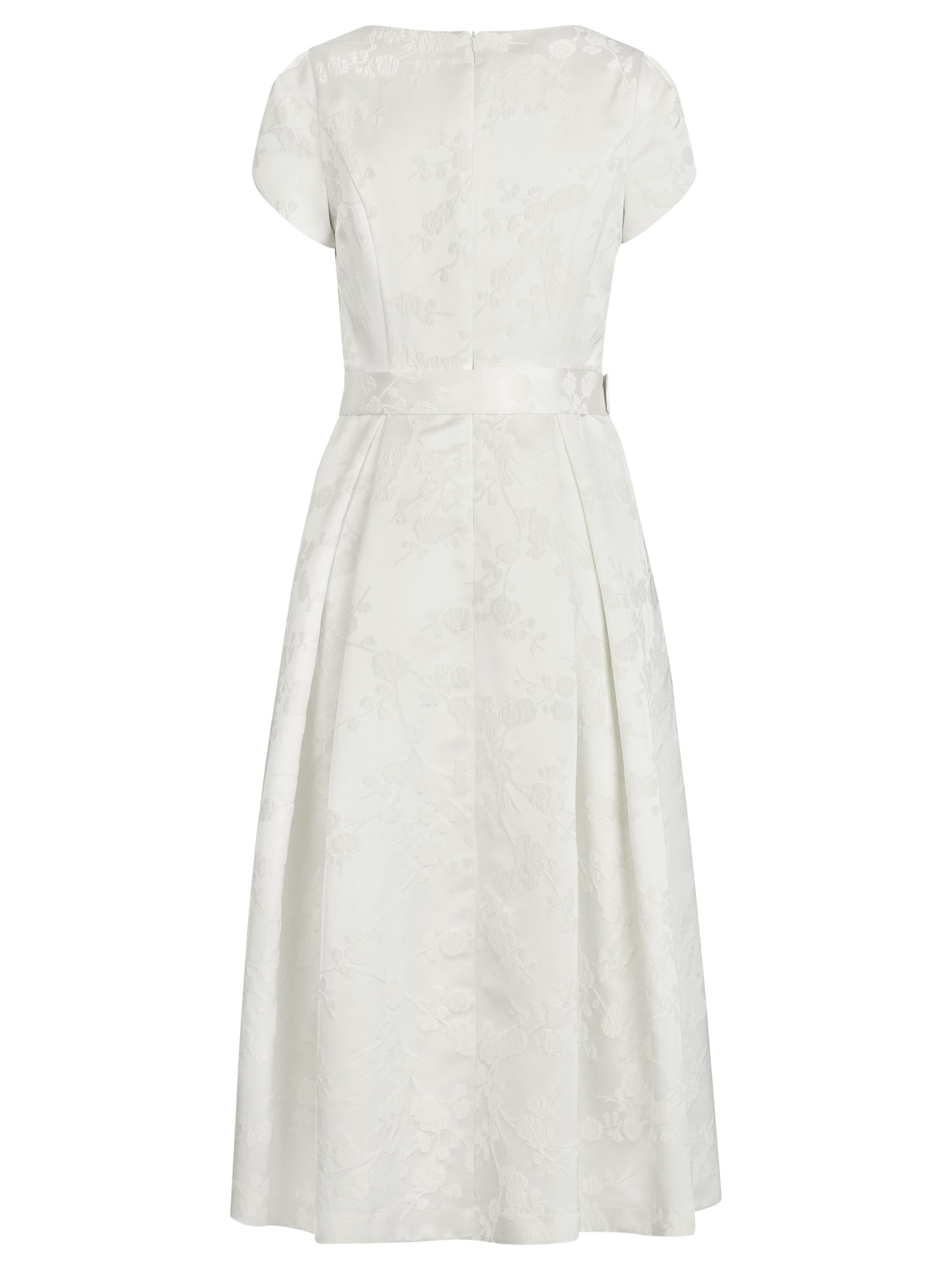 APART Kurzes Hochzeitskleid aus Jacquard mit Gürtel | creme