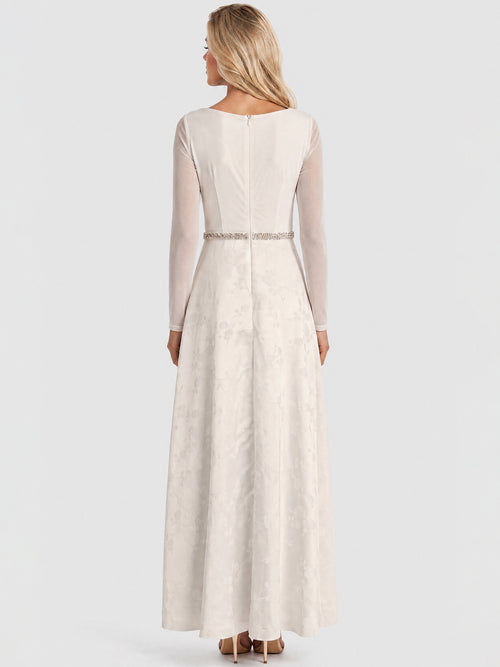 APART Langes Hochzeitskleid aus Mesh und Jacquard | creme image 1
