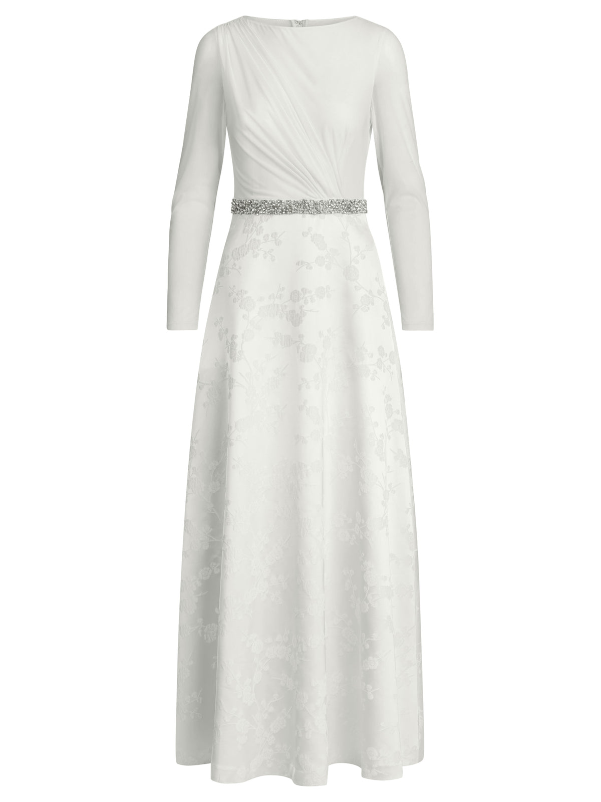 APART Langes Hochzeitskleid aus Mesh und Jacquard | creme