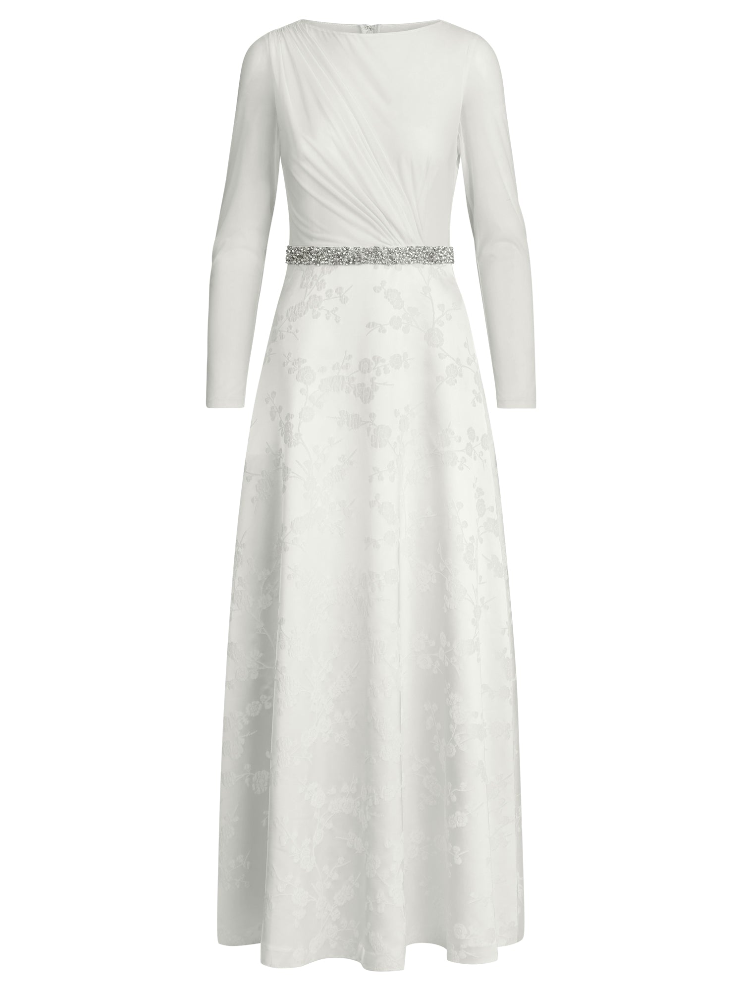 APART Langes Hochzeitskleid aus Mesh und Jacquard | creme