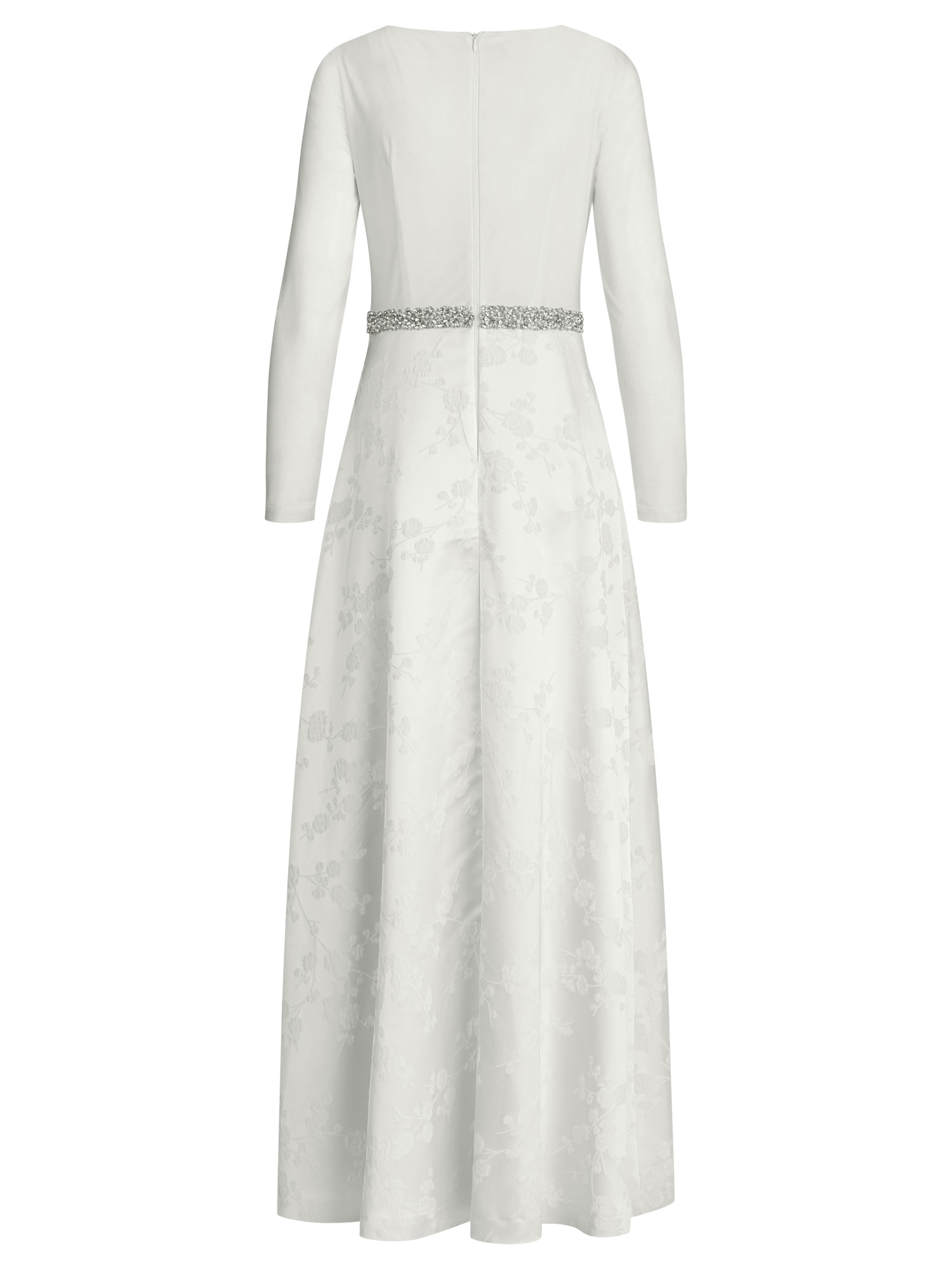 APART Langes Hochzeitskleid aus Mesh und Jacquard | creme