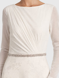 APART Langes Hochzeitskleid aus Mesh und Jacquard | creme