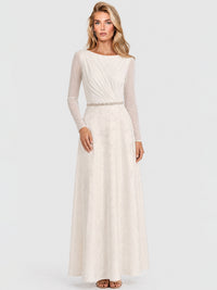 APART Langes Hochzeitskleid aus Mesh und Jacquard | creme