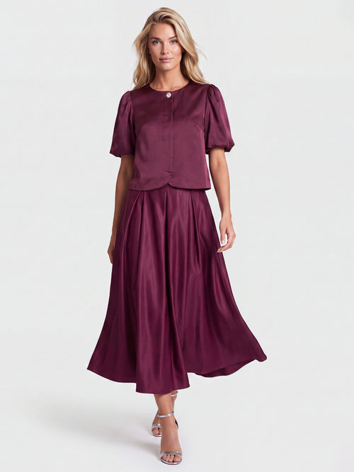 Satinbluse im Jacken-Stil | weinrot image 1