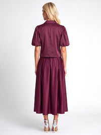 Satinbluse im Jacken-Stil | weinrot