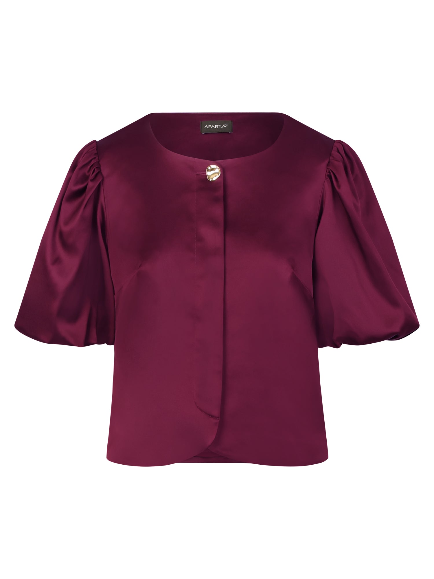 Satinbluse im Jacken-Stil | weinrot
