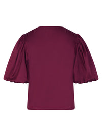 Satinbluse im Jacken-Stil | weinrot
