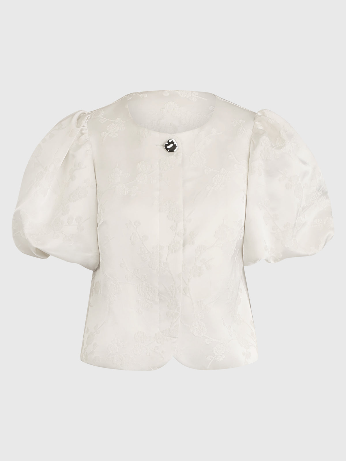 Jacquard-Blazer im Blusen-Stil mit Puffärmeln | creme