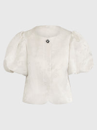 Jacquard-Blazer im Blusen-Stil mit Puffärmeln | creme