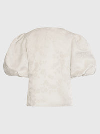 Jacquard-Blazer im Blusen-Stil mit Puffärmeln | creme