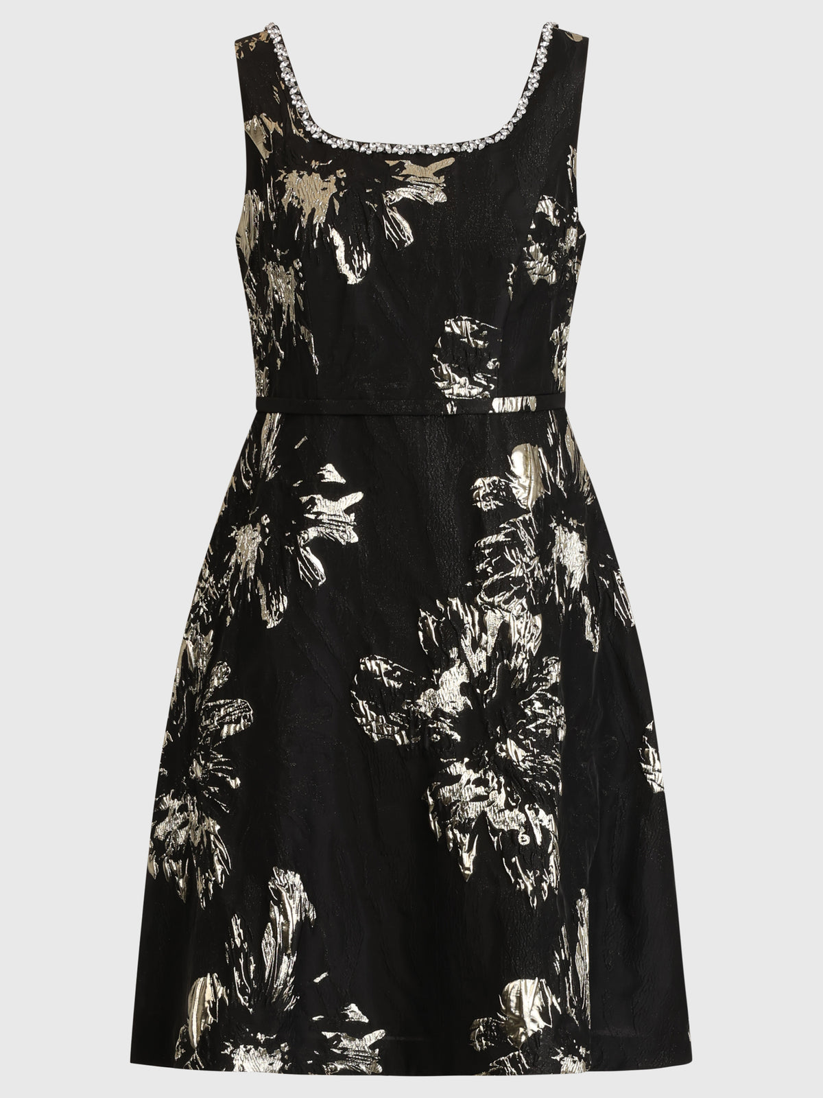 APART Cocktailkleid aus floralem Jacquard | schwarz-gold