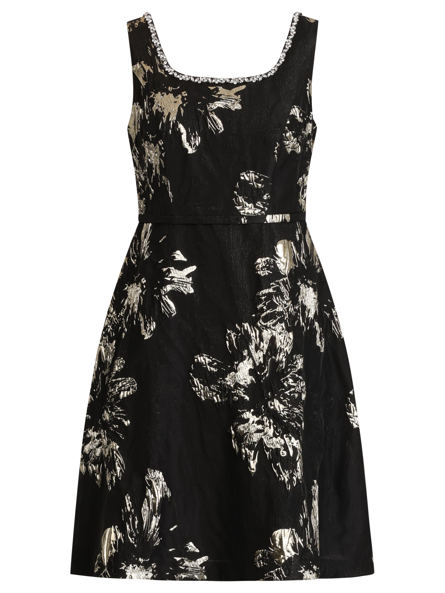 APART Cocktailkleid aus floralem Jacquard | schwarz-gold