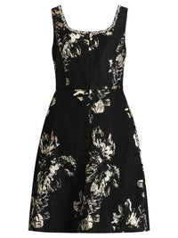 APART Cocktailkleid aus floralem Jacquard | schwarz-gold