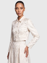 Jacquard-Bolero im leicht sportlichen Stil | creme