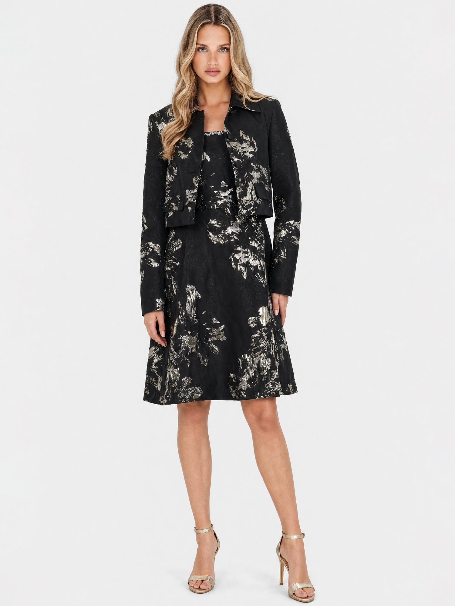 Jacquard-Bolero mit Metallic-Effekt | schwarz-gold