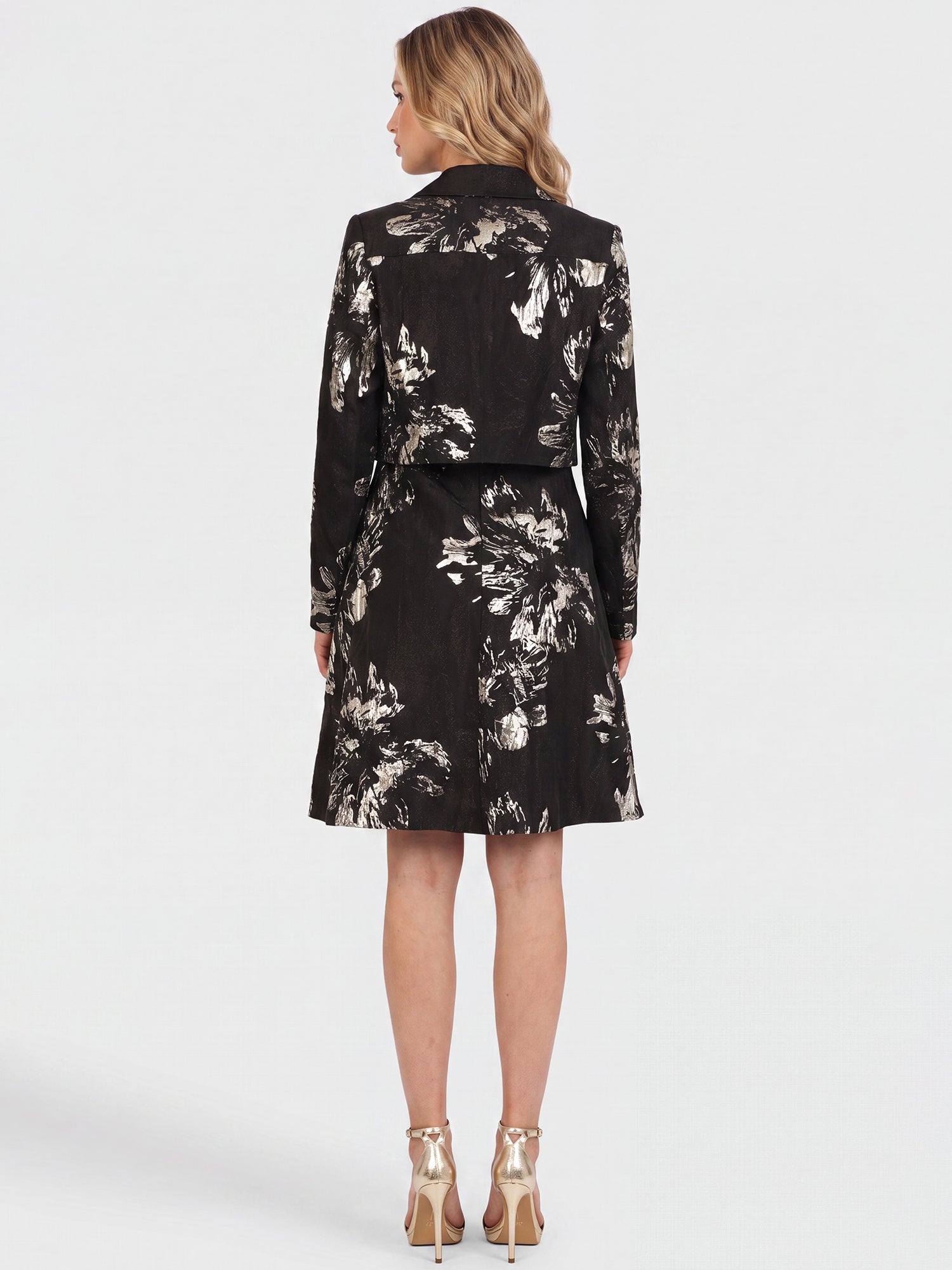 Jacquard-Bolero mit Metallic-Effekt | schwarz-gold