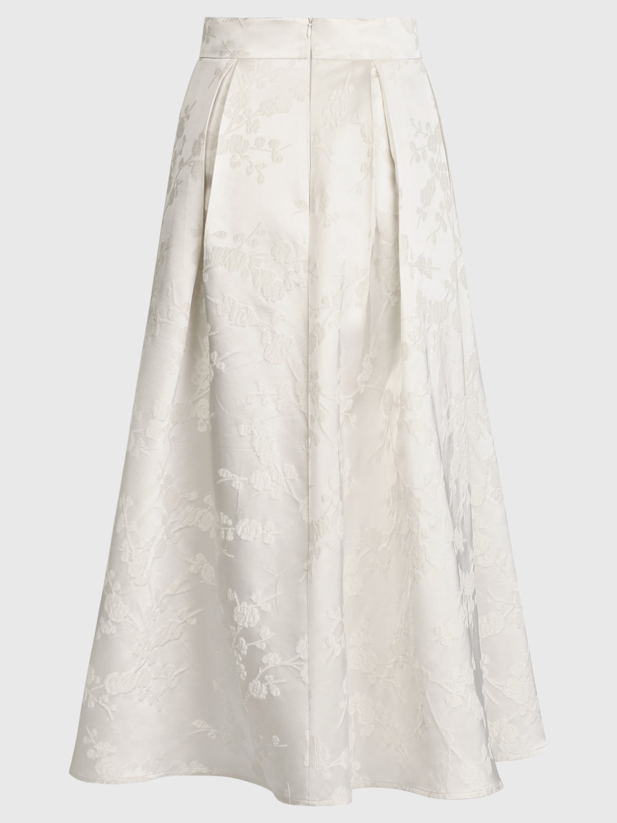 Weitschwingender Rock aus Jacquard mit Blütendessin | creme