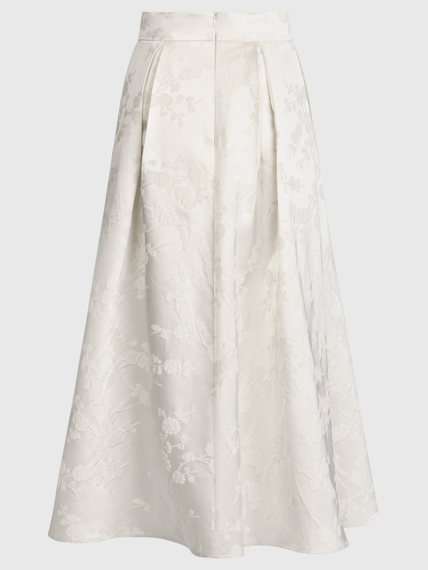 Weitschwingender Rock aus Jacquard mit Blütendessin | creme