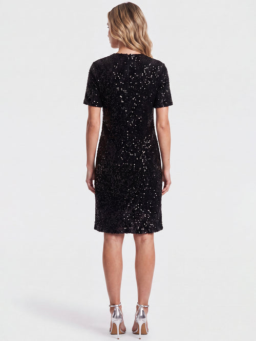 APART Paillettenkleid aus Samt mit Stehkragen | schwarz image 1