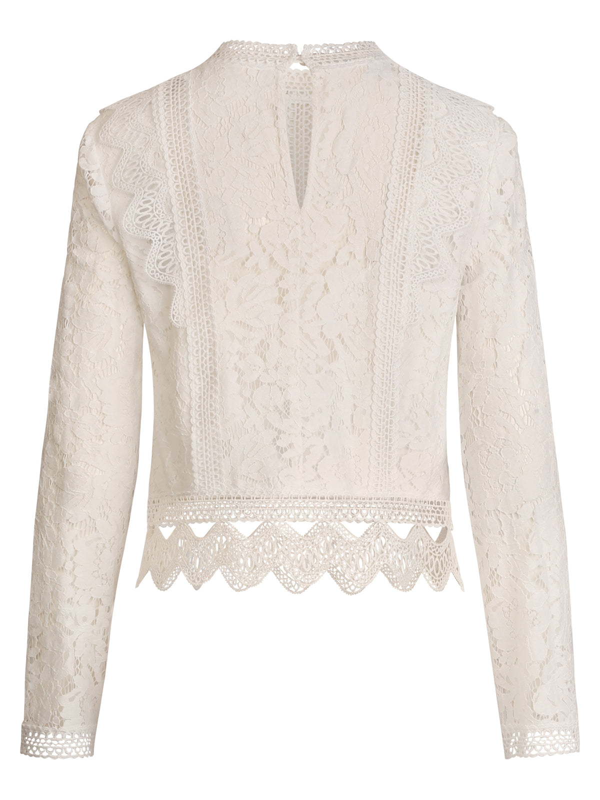 Spitzenshirt mit dekorativen Spitzenbändern | creme
