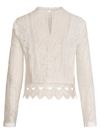 Spitzenshirt mit dekorativen Spitzenbändern | creme