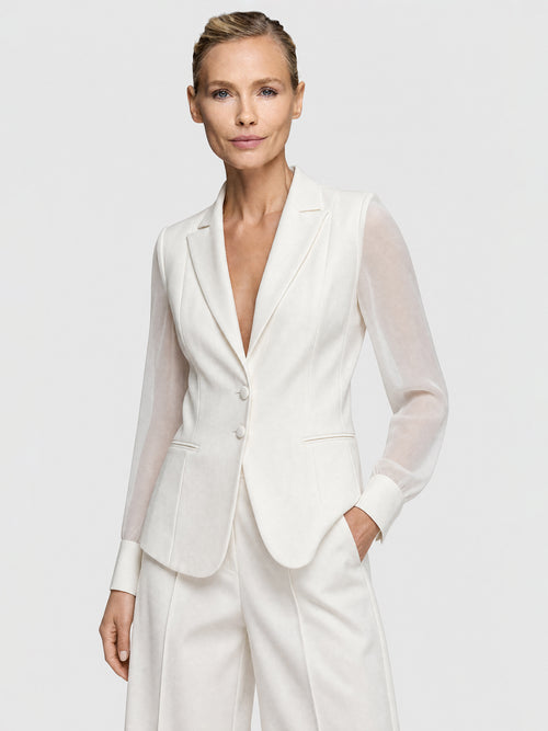 Taillierter Blazer mit Chiffonärmeln | creme image 1