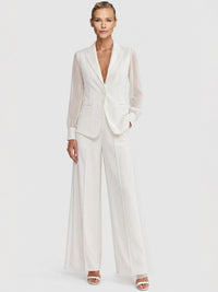 Taillierter Blazer mit Chiffonärmeln | creme