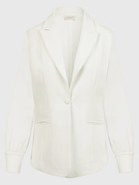 Taillierter Blazer mit Chiffonärmeln | creme