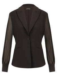Taillierter Blazer mit Chiffonärmeln | schwarz