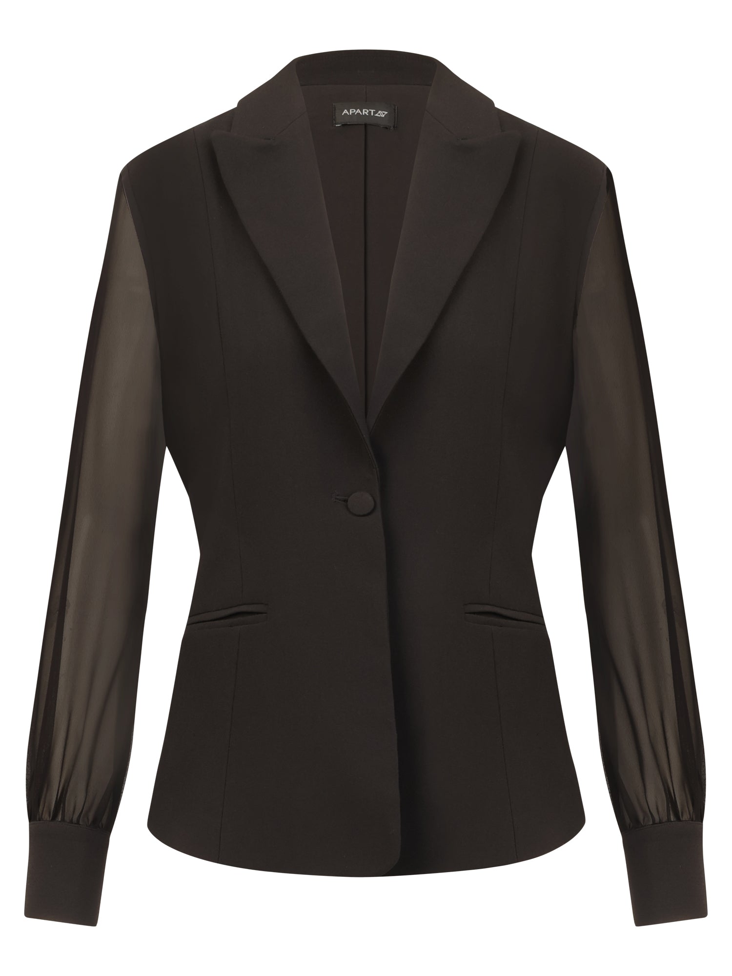 Taillierter Blazer mit Chiffonärmeln | schwarz