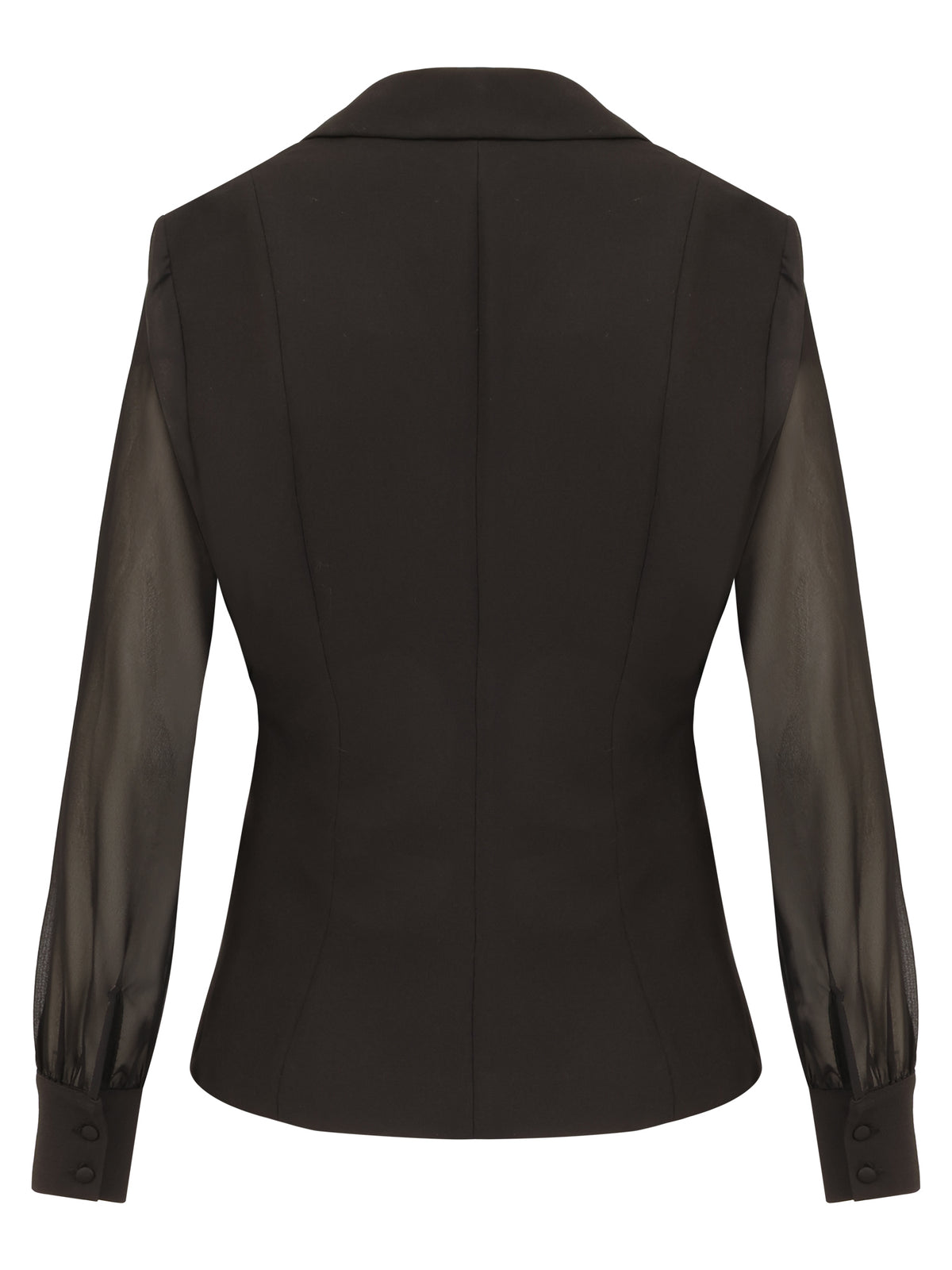 Taillierter Blazer mit Chiffonärmeln | schwarz