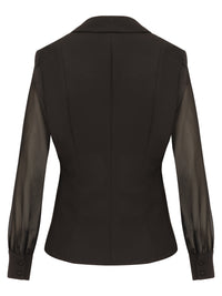Taillierter Blazer mit Chiffonärmeln | schwarz
