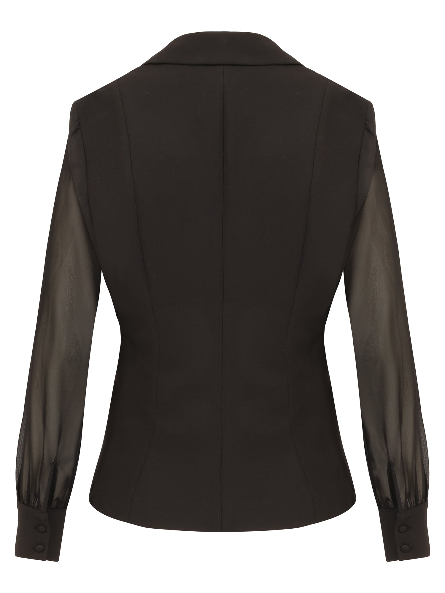 Taillierter Blazer mit Chiffonärmeln | schwarz