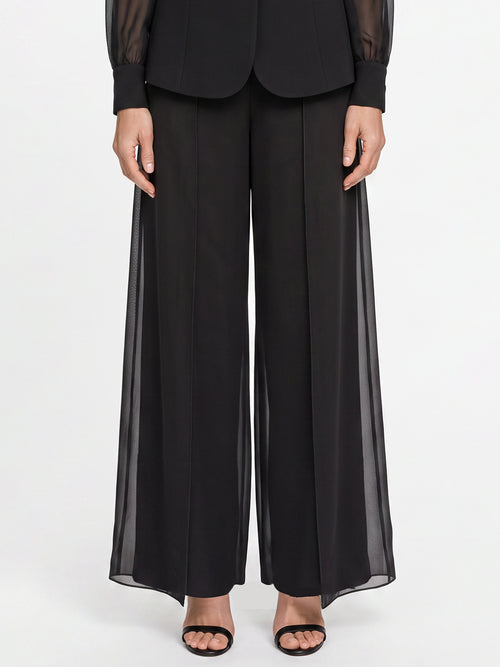 Weite Hose mit Chiffon-Layer | schwarz image 1