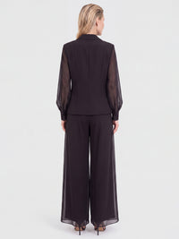 Weite Hose mit Chiffon-Layer | schwarz