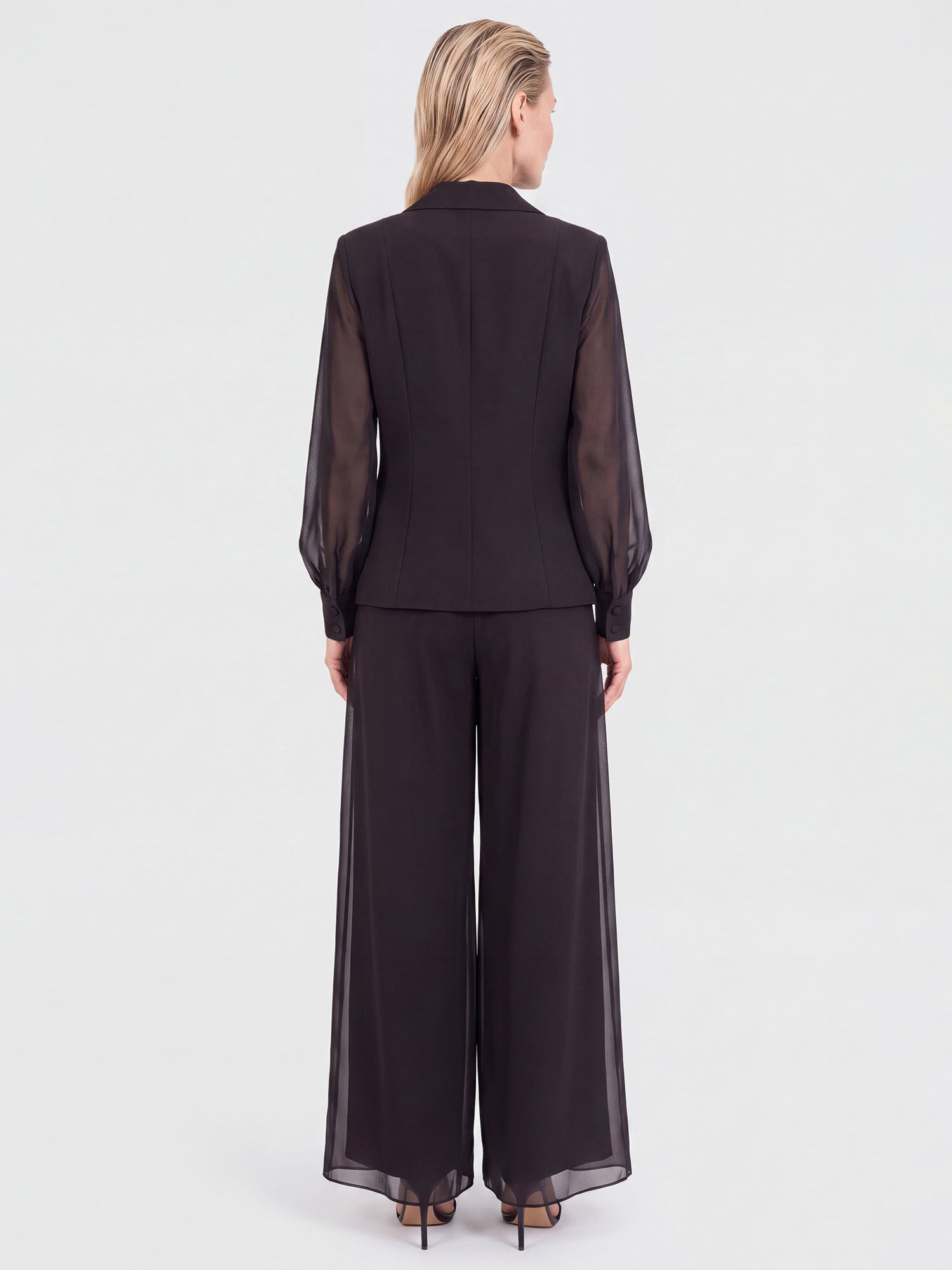 Weite Hose mit Chiffon-Layer | schwarz