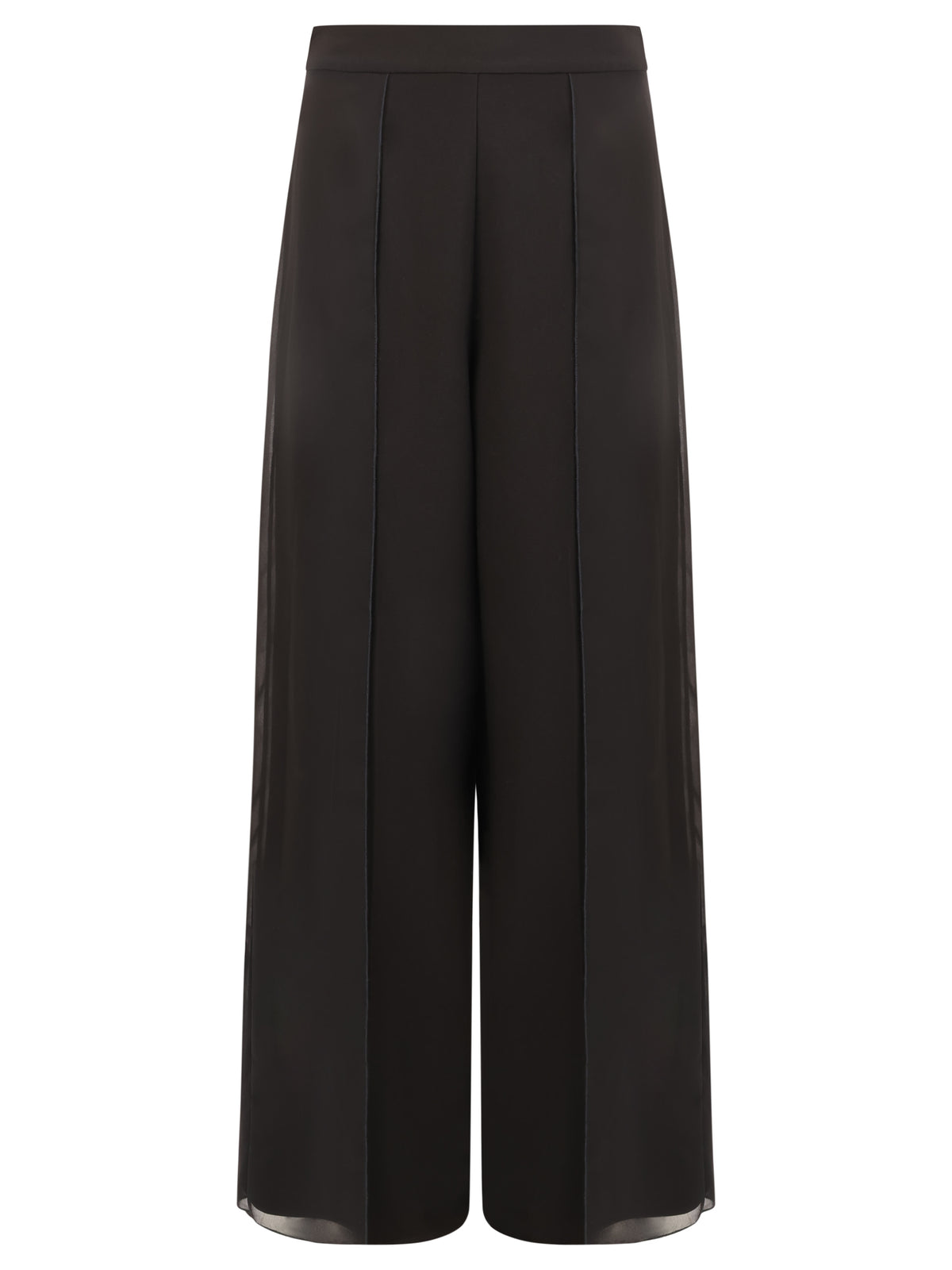 Weite Hose mit Chiffon-Layer | schwarz