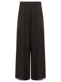 Weite Hose mit Chiffon-Layer | schwarz