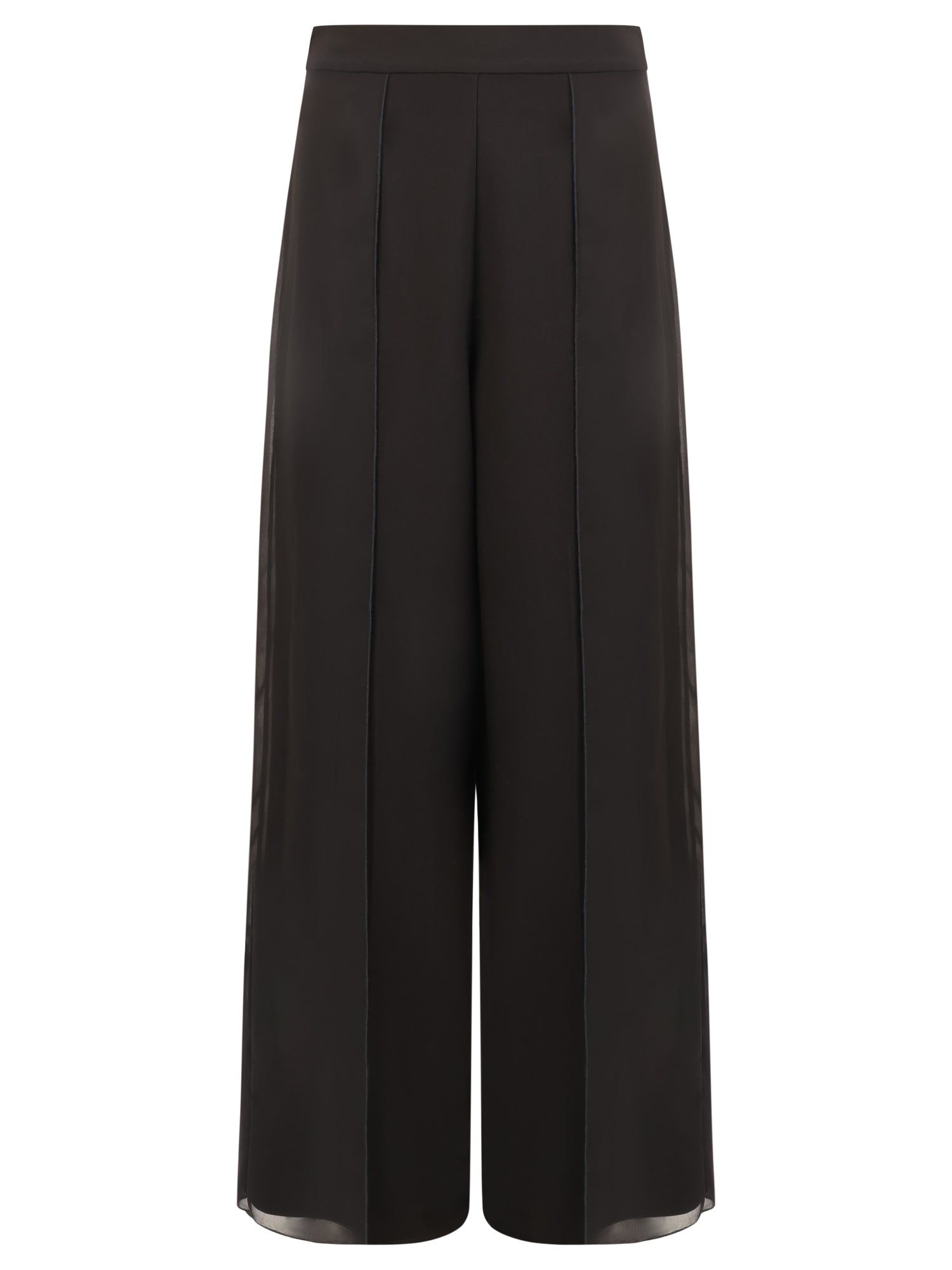 Weite Hose mit Chiffon-Layer | schwarz