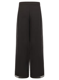 Weite Hose mit Chiffon-Layer | schwarz
